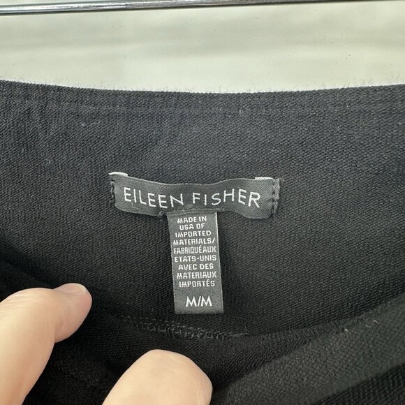 pants straight leg pull on elastic waist knit stretchy black M - Picture 6 of 6